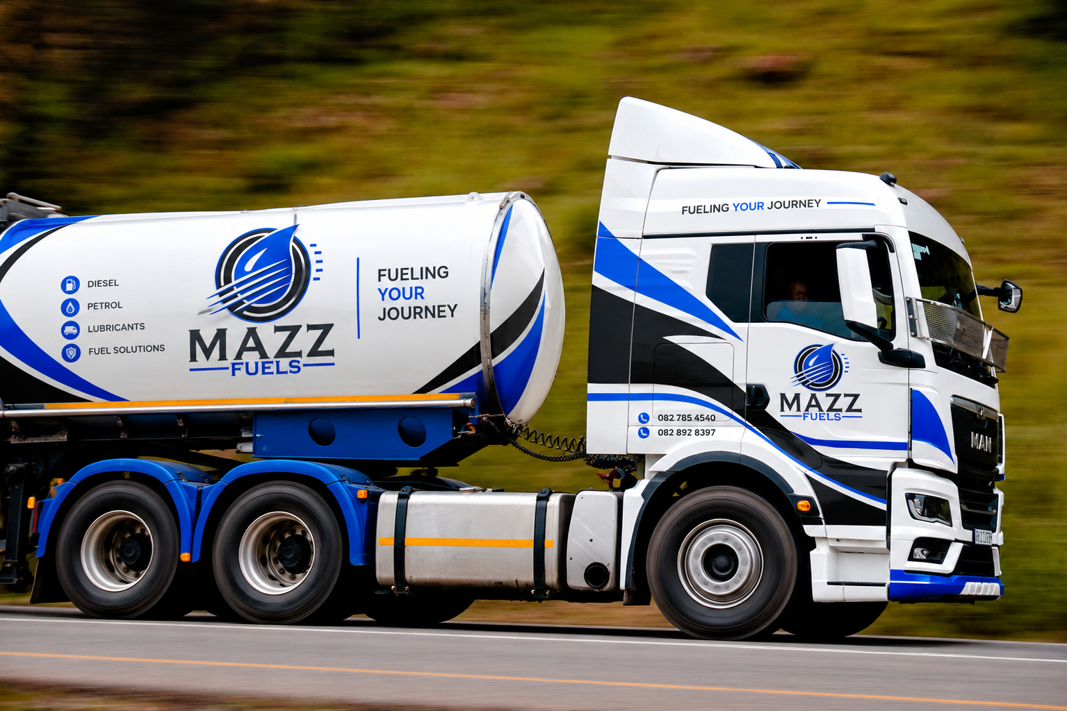Fuel tanker truck on the open road